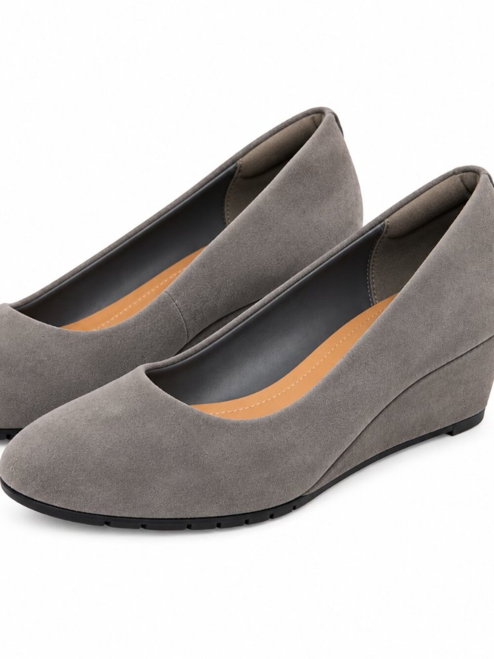 Clarks Gray Suede Wedge Pumps Women’s Comfort Sz 9 Shoes